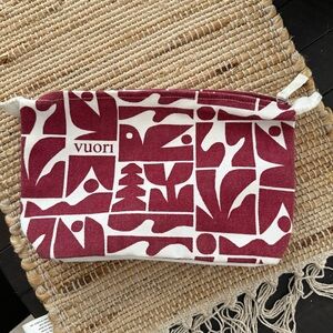 Vuori Burgundy and White Graphic Pouch